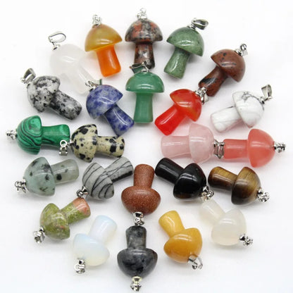 15 stücke Natürliche Stein Anhänger Quarz Kristall Amethyst Achate Aventurin Pilz Stein Anhänger für DIY Machen Zubehör