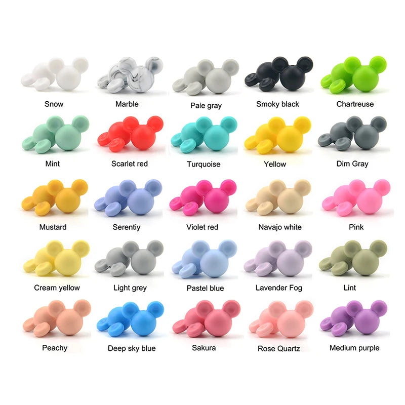 LOFCA Silikonperlen Mausperlen 20 teile/los Lebensmittelqualität Silikonperlen Bunte Kauhalskette Armband Armreif Schmuckherstellung