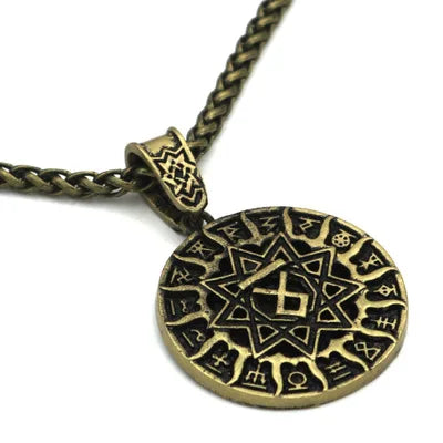 Antique Veles Symbol Weles Choker Sun of God Talisman Pendant Statement Necklace Men's Slavic Amulet Religion Viking Necklaces