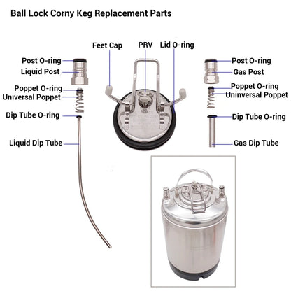 Komplette Ball Lock Fass Dichtung & Reparatur Kit für Cornelius Ball Schloss stil Fässer