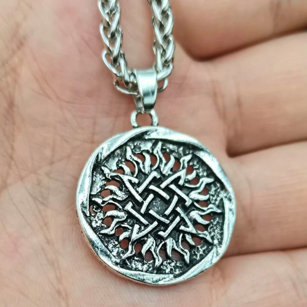 Antique Veles Symbol Weles Choker Sun of God Talisman Pendant Statement Necklace Men's Slavic Amulet Religion Viking Necklaces