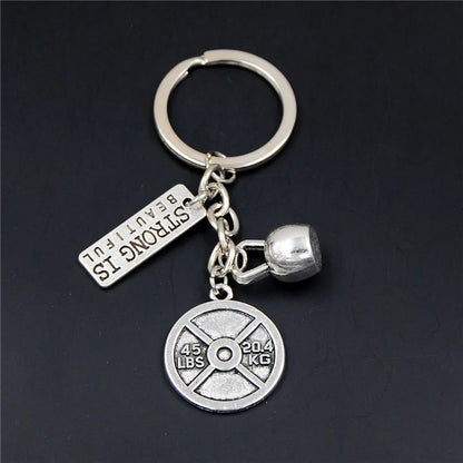 1pc Stärke Sport Hantel Hantel Charme Gewicht Fitness Mit Worten Gym Crossfit Schlüsselring Geschenke Für Mann