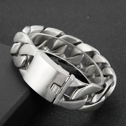 20/26/31MM 316L Edelstahl Curb Kubanisches Armband Riesige Schwere Silber Farbe Ton Schmuck Herren Frauen Biker Bike Kette Armbänder