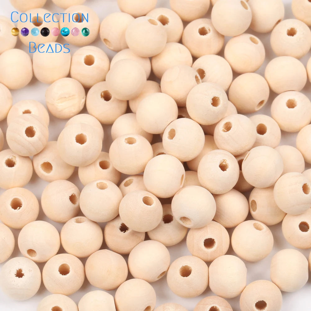 4-50mm 1-1000 Stück natürliche Holzperlen runde Abstandshalter Holzperle bleifreie Kugeln Charms DIY für Schmuckherstellung handgefertigte Accessoires