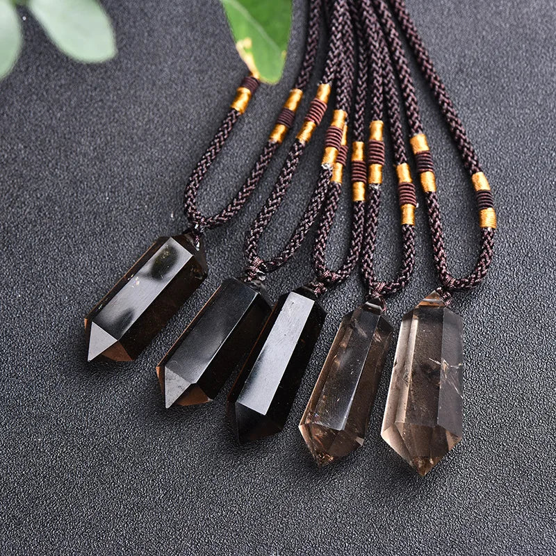 1Pc Smokey Quarz Doppel Wies Pendent Kristall Edelstein Natürliche Stein Chakra Healing Kristalle Halskette