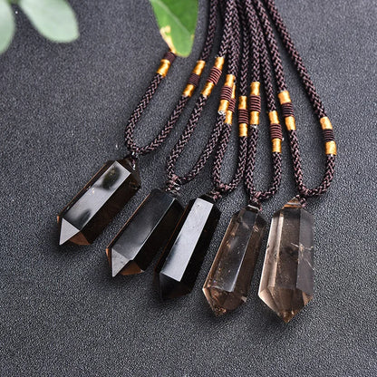 1Pc Smokey Quarz Doppel Wies Pendent Kristall Edelstein Natürliche Stein Chakra Healing Kristalle Halskette