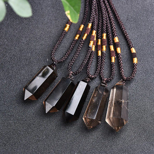 1Pc Smokey Quarz Doppel Wies Pendent Kristall Edelstein Natürliche Stein Chakra Healing Kristalle Halskette