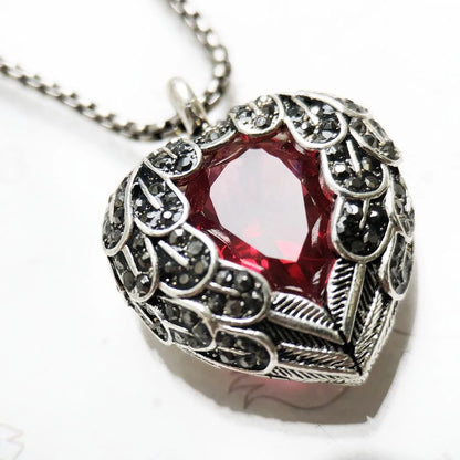 Anhänger Halskette Rot Winged Herz Marke Link Kette Mode Schmuck Europa Stil 925 Stering Silber Geschenk Für Frauen