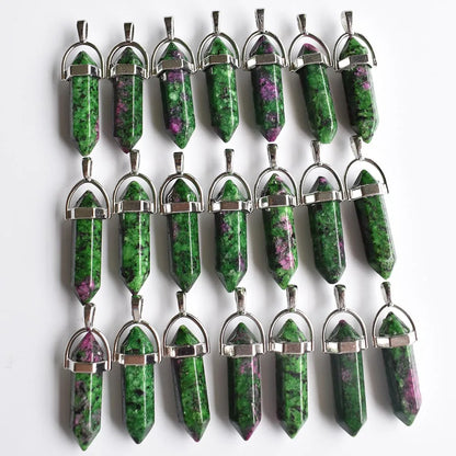 Großhandel 24 teile/los Mode qualität verschiedene naturstein amethyst säule charms chakra Anhänger & halsketten für die herstellung kostenlos