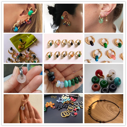 Natürliche Stein Große Loch Perle Anhänger Abacus Form Schmuck Zubehör Natürliche Quarz Jade Opal Charme Für Die Herstellung DIY Ohrring