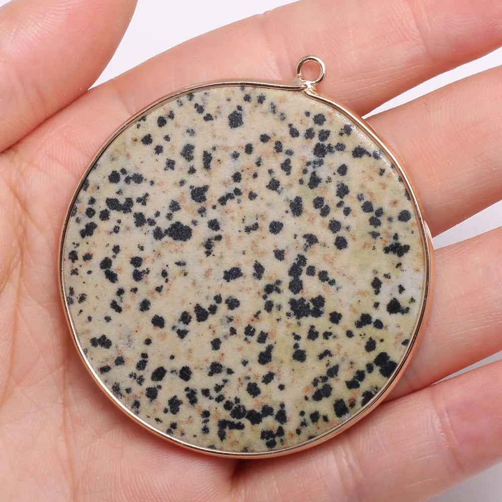 Natürliche Stein Achate Anhänger Disc Form Quarz Kristall Charms Anhänger Für DIY Schmuck Machen Halskette Zubehör Größe 50x55mm