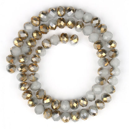 3/4/6/8mm Facettierte Jade Weiße Kristall Glas Perlen Vergoldet Flache Runde Lose Perlen für Schmuck Machen Diy Armband Ohrring
