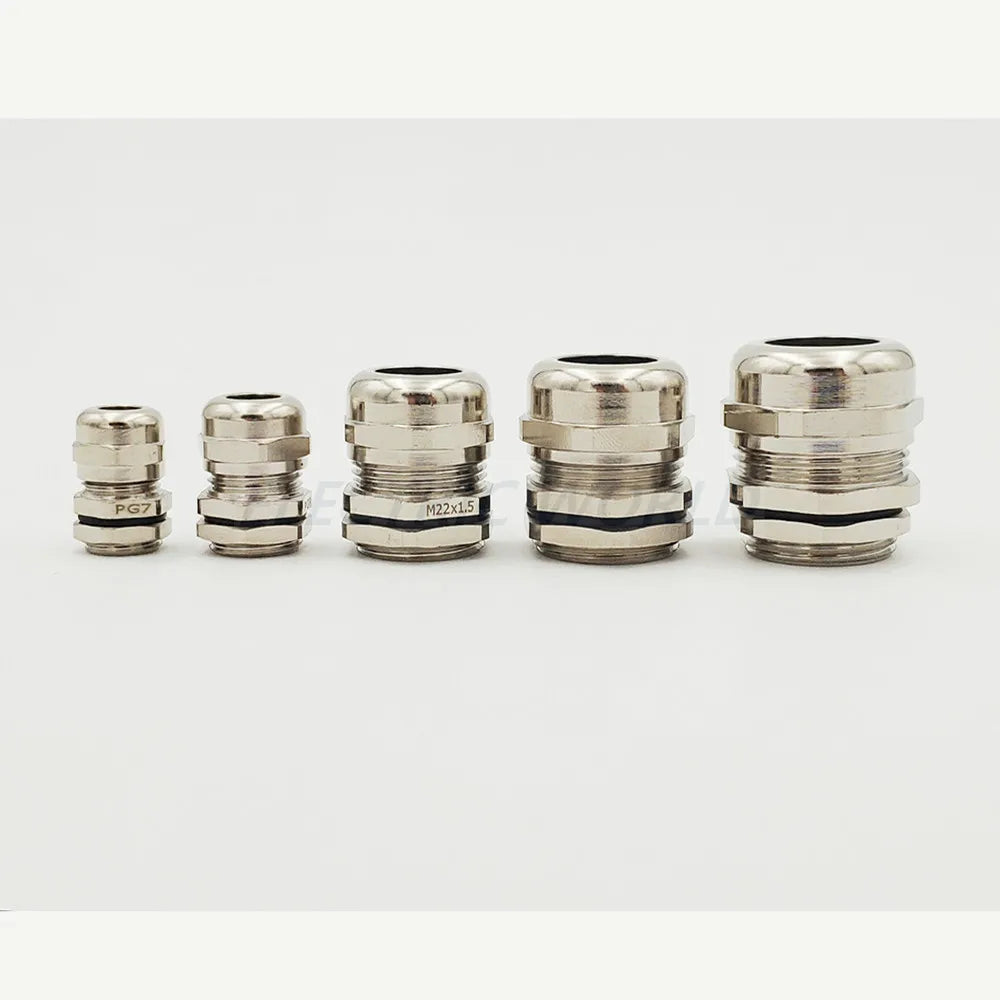 10 Stück PG9 M16 wasserdichte Kabelverschraubungen Nickel Messing Metall IP68 Drahtverbinder Drahtverschraubungen für 10–14 mm Metallkabelstecker