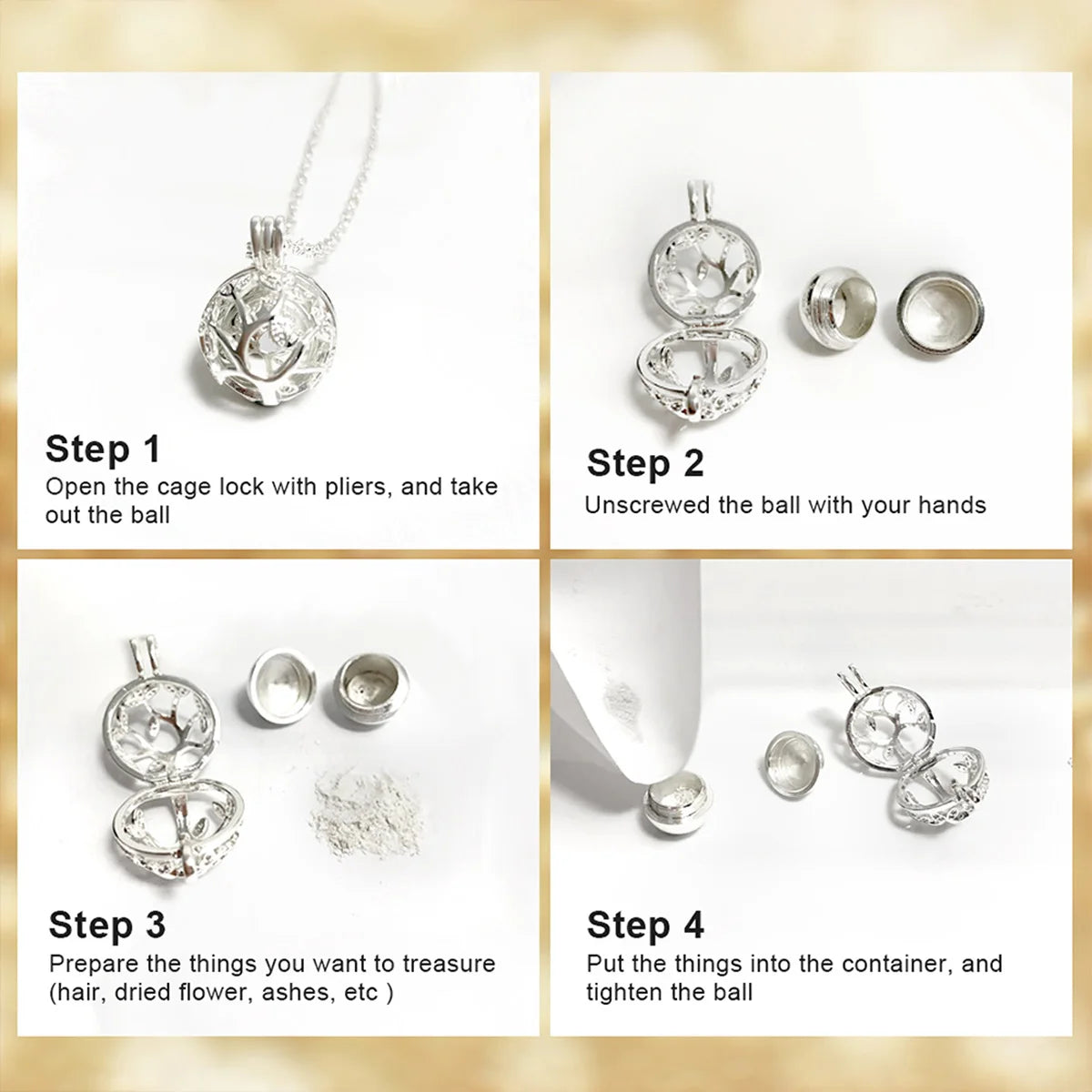 EUDORA 18mm Urne Feuerbestattung Baum des Lebens Käfig Medaillon Asche Halter Andenken Kapsel Halskette Anhänger DIY Gedenken Schmuck für geschenk