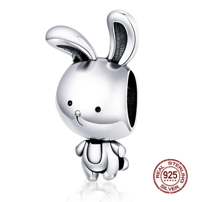 WOSTU 925 Sterling Silber Tier Cat Charm Anhänger Herz Familie Marienkäfer Bee Perlen Fit Original Armband DIY Schmuck Für Frauen