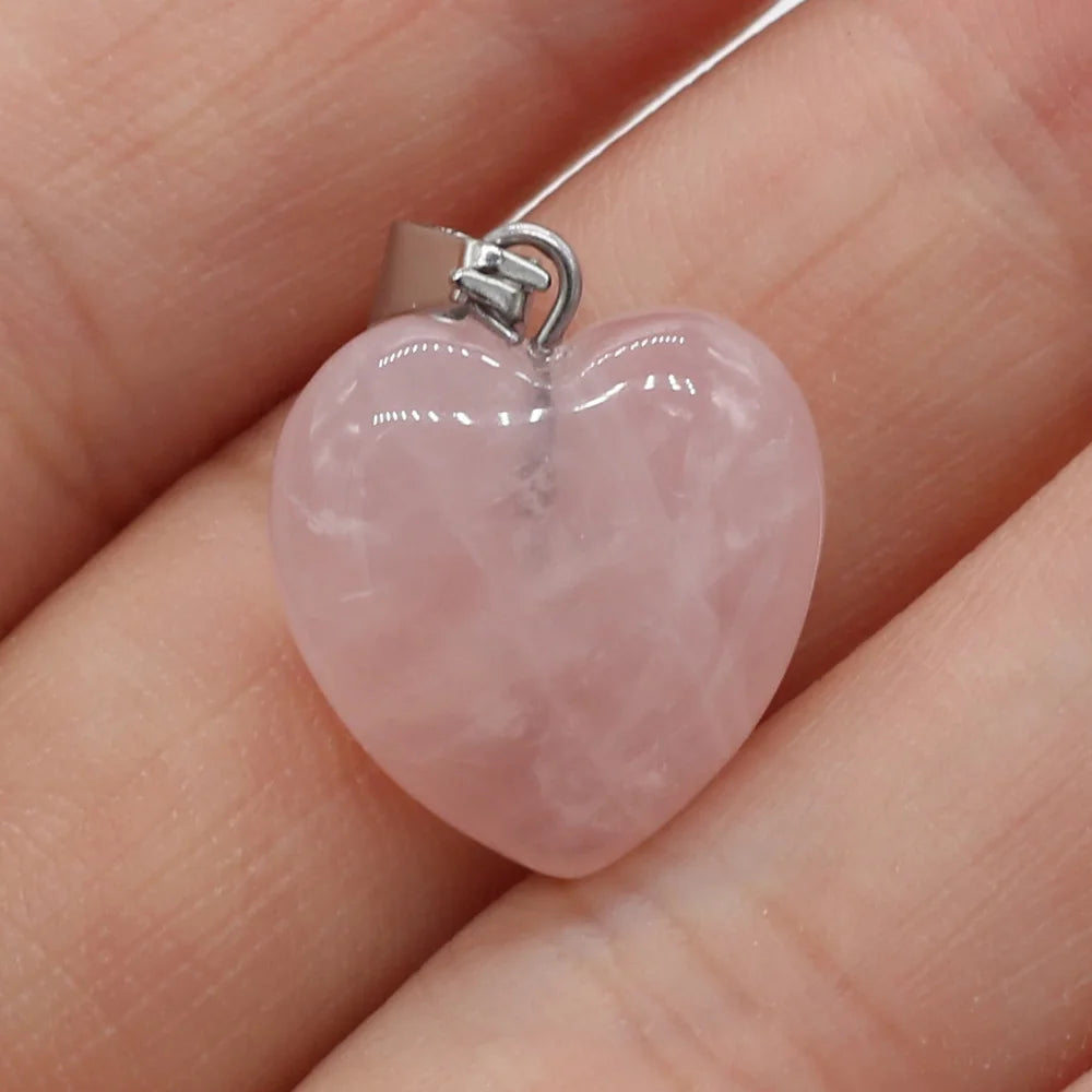 Heißer Verkauf Mode Natürliche Herz-förmigen Halb-wertvolle Rose Quarz Stein Anhänger Charme für Schmuck Machen DIY Halskette 16x16mm 1PC