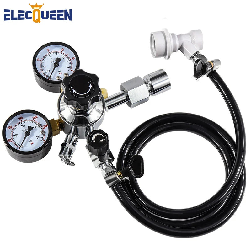 Home Brew Beer Gasleitungsbaugruppe, 5/16 Zoll PVC-Gaskohlisationsschlauch, W21,8 CO2-Regler mit Konvertierungsadapter für CO2-Gasflaschen