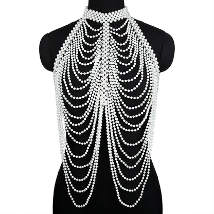 Sexy Frauen Perle Schal Halsketten Kragen Schulter Lange Kette Anhänger Halsketten Pullover Kette Hochzeit Kleid Schmuck Zubehör