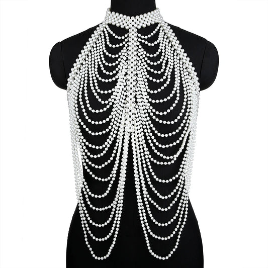 Sexy Frauen Perle Schal Halsketten Kragen Schulter Lange Kette Anhänger Halsketten Pullover Kette Hochzeit Kleid Schmuck Zubehör
