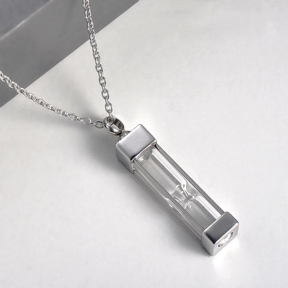 Edelstahl Glasbehälter Zylinder Quadrat Urne Anhänger Gedenk Halskette Asche Halter Andenken Feuerbestattung Schmuck