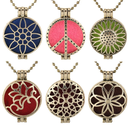 Neue Aroma Kaleidoskop Retro Halskette Antike Medaillon Anhänger Magnetische Parfüm Ätherisches Öl Diffusor Medaillon Aromatherapie Schmuck
