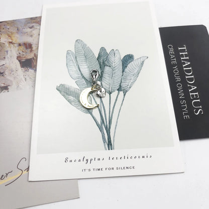 Mond- und Liebes-Herz-Charm-Anhänger für Frauen, romantischer DIY-Schmuck aus 925er Sterlingsilber