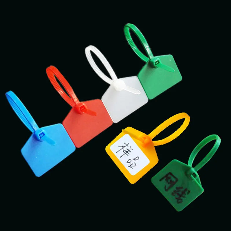 100 stücke 3*120mm Farbe Nylon Wasserdicht Etikett Krawatten Netzwerk Lock Kabelbinder Identifizierung Platte Kunststoff Dichtung Mark zeichen für Drähte