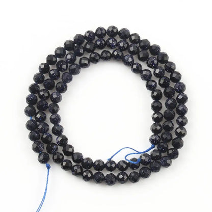 Natürlicher blauer Sandstond 2/3/4 mm facettierte lose Mineralperlen für Schmuckherstellung DIY Weihnachtsgeschenk Armbänder 15'' winziger Stein