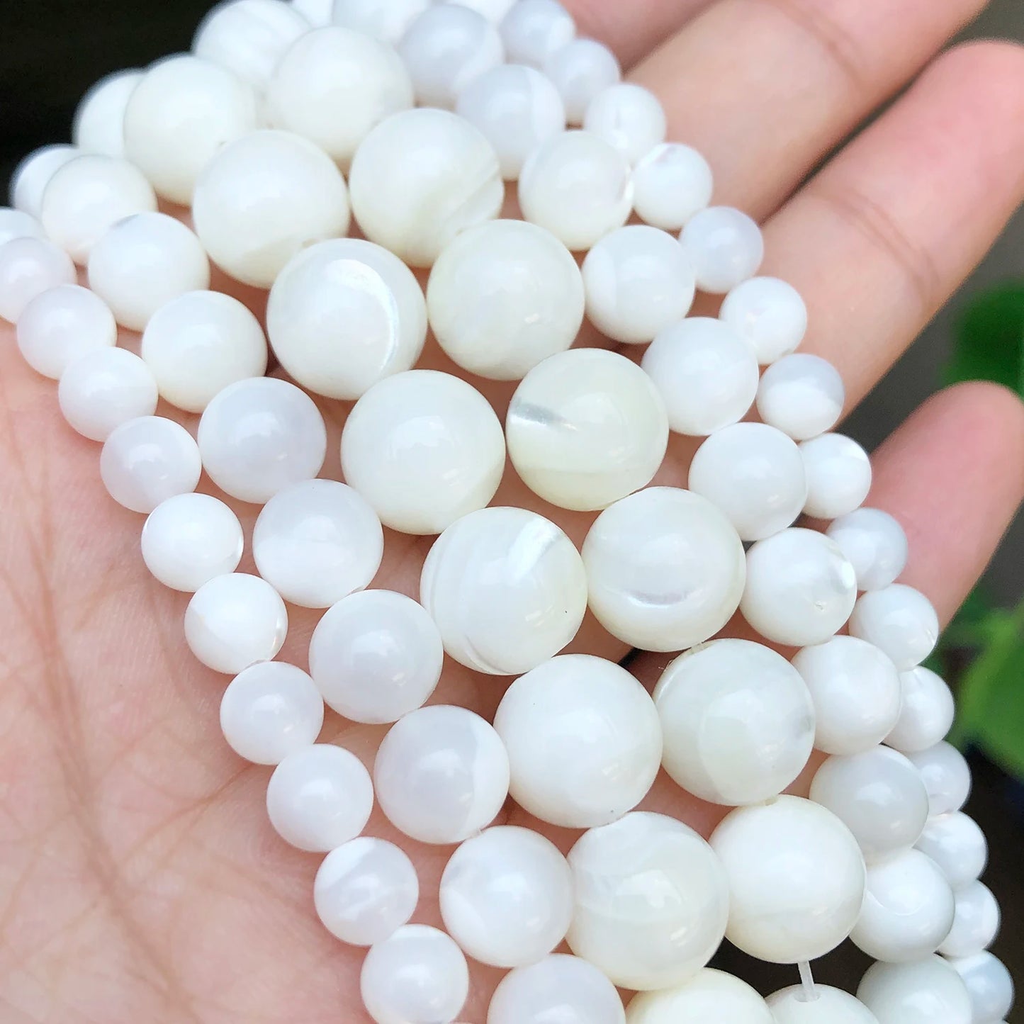 Weiße natürliche Perlmutt-Muschelperlen, Trochus-Rad, runde Abstandshalter-Muschelperlen für Schmuck, DIY-Armband, 15 Zoll, 4, 6, 8, 10, 12 mm