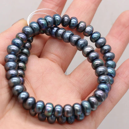 LVQIQI Natürliche Süßwasser Perle Oblate Schwarz Perlen Lose Perlen Für Schmuck Machen DIY Charm Armband Halskette Ohrring Zubehör