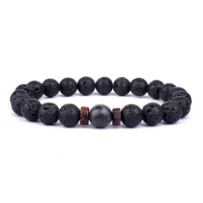 Vulkanstein-Armband für Männer, Lava-Holz, 8 mm Perlen, Armband, tibetischer Buddha, Handgelenkkette, Damen- und Herrenschmuck, Geschenk, neue Armbänder