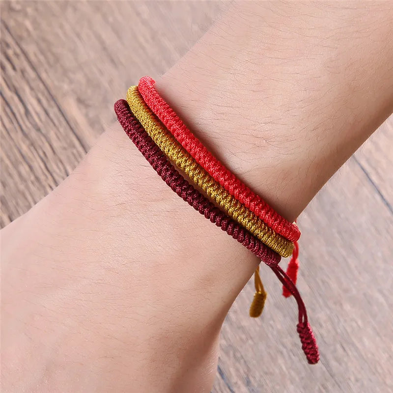 Multicolored Thread Bracelet, Tibetan Buddhism, Love, Lucky Charm, Tibetan Bracelets and Bangles for Women and Men, Handmade Knotted Rope