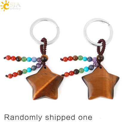 Naturstein 7 Chakra Schlüssel bund Heilung Mond Türkis Stern Rose Quarz Kristall Anhänger Aventurin Schlüssel ring Auto Schlüssel tasche g850