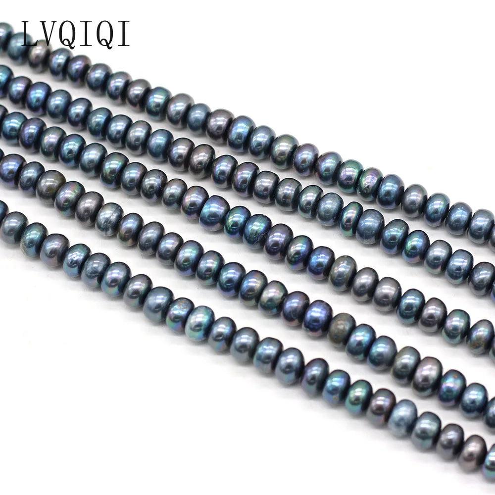 LVQIQI Natürliche Süßwasser Perle Oblate Schwarz Perlen Lose Perlen Für Schmuck Machen DIY Charm Armband Halskette Ohrring Zubehör
