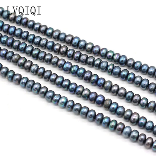 LVQIQI Natürliche Süßwasser Perle Oblate Schwarz Perlen Lose Perlen Für Schmuck Machen DIY Charm Armband Halskette Ohrring Zubehör