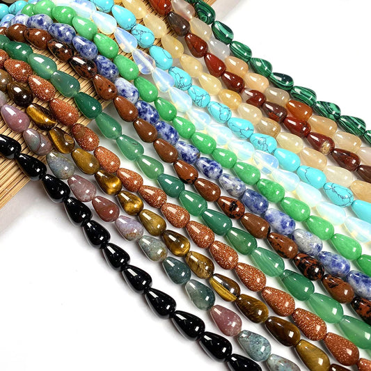 33 teile/los Natürliche Achate Perlen Runde Wasser Tropfen Form Lose Perlen für Die DIY Halskette Armbänder Länge 40cm Größe 8x12mm