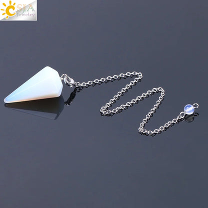 CSJA Naturstein-Pendel zum Wünschelfen, Wahrsagerei, Anhänger, Wahrsagerei, Kristallpendel, Scrying Dowser, Pendulo-Pendel G844