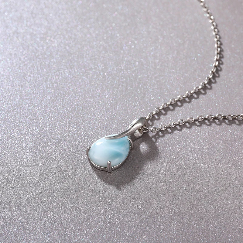 Überzogene Gold 925 Sterling Silber Schmuck Geschenke Klassische Anhänger Halskette Natürliche Edel Larimar Retro Frau Oval Charme