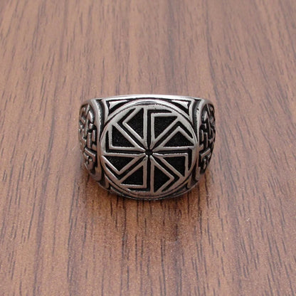 Punk Edelstahl Silber Farbe Kolovrat Slavic Symbol des Sonnenrings atember aubende Verzierung einzigartigen heidnischen Schmuck