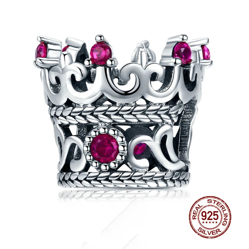 WOSTU Echt 925 Sterling Silber Herz Perlen Blume Retro Muster Charms Anhänger Fit Original DIY Armband Halskette Silber Schmuck
