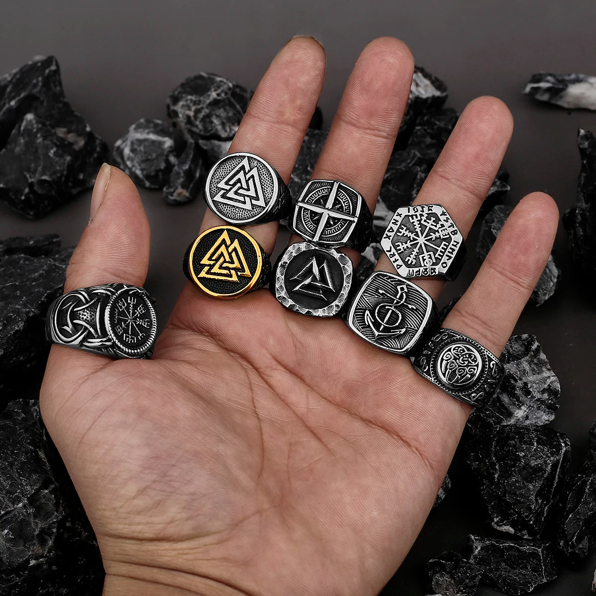 Nordic Viking Edelstahl Ring Anker Kompass Baum des Lebens Viking Rune Wolf Männer und Frauen Ring Schmuck Fabrik Großhandel