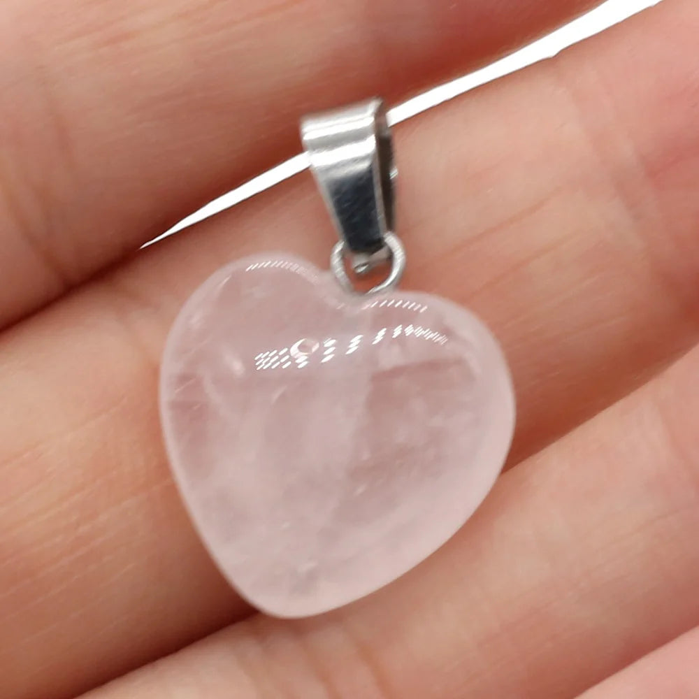 Heißer Verkauf Mode Natürliche Herz-förmigen Halb-wertvolle Rose Quarz Stein Anhänger Charme für Schmuck Machen DIY Halskette 16x16mm 1PC