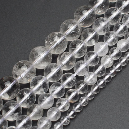 Großhandel Natursteinperlen Klarer Quarz Runde lose Perlen zur Schmuckherstellung 15,5 Zoll/Strang Auswahlgröße 4/6/8/10/12 mm -F00102
