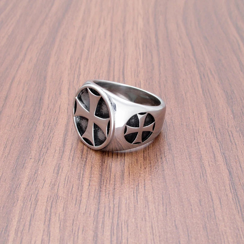 Vintage 316L Edelstahl Silber Farbe männer Eisen Ritter Templer Kreuz Ringe Schmuck Für Freund Geschenk