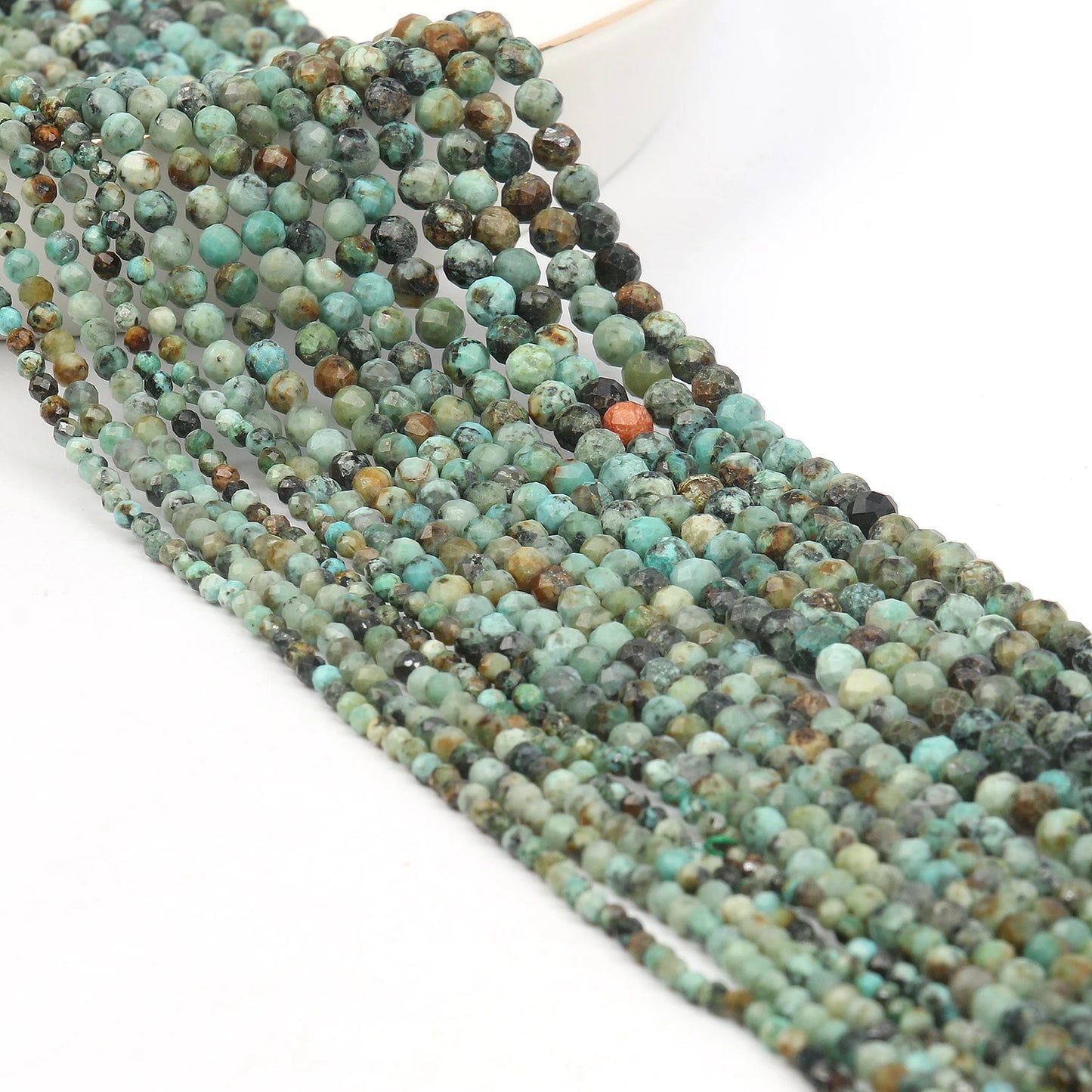 Natürlicher blauer Sandstond 2/3/4 mm facettierte lose Mineralperlen für Schmuckherstellung DIY Weihnachtsgeschenk Armbänder 15'' winziger Stein