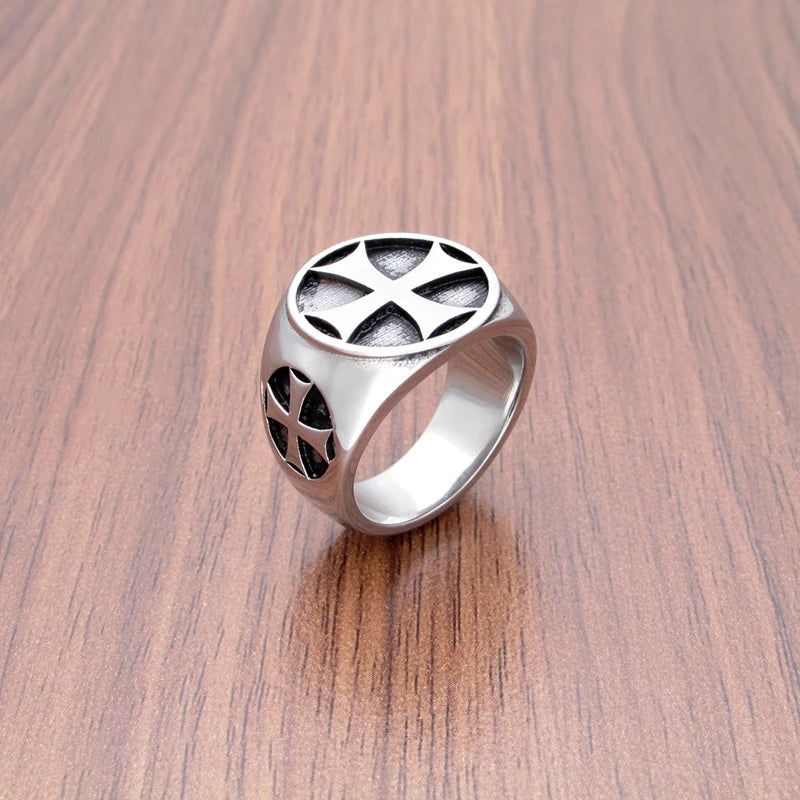 Vintage 316L Edelstahl Silber Farbe männer Eisen Ritter Templer Kreuz Ringe Schmuck Für Freund Geschenk