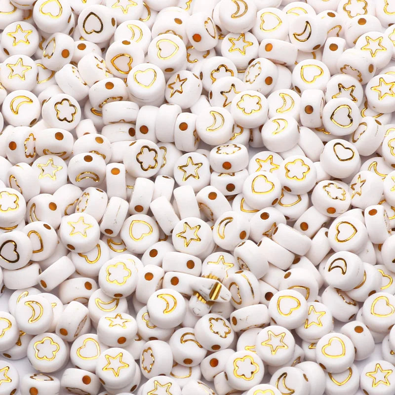 7mm Weißgold Farbe Mix Buchstaben Acryl Perlen Runde Flache Alphabet Lose Perlen Für Schmuck Handgemachte Diy Armband Halskette