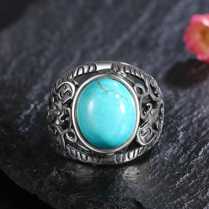 Vintage S925 Silber Ring Natürliche Türkis Ringe Luxus Schmuck Party Jahrestag Geburtstag Geschenk für Frauen Mann