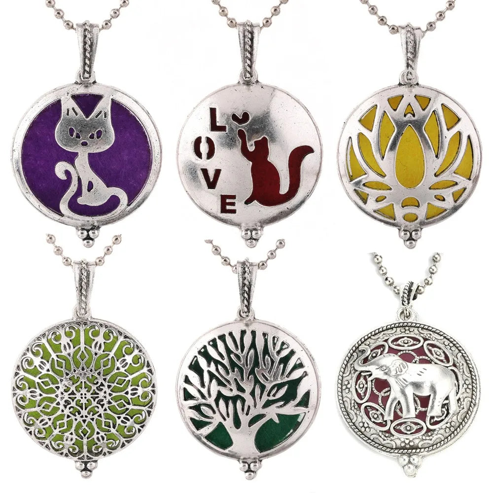 Neue Aroma Kaleidoskop Retro Halskette Antike Medaillon Anhänger Magnetische Parfüm Ätherisches Öl Diffusor Medaillon Aromatherapie Schmuck