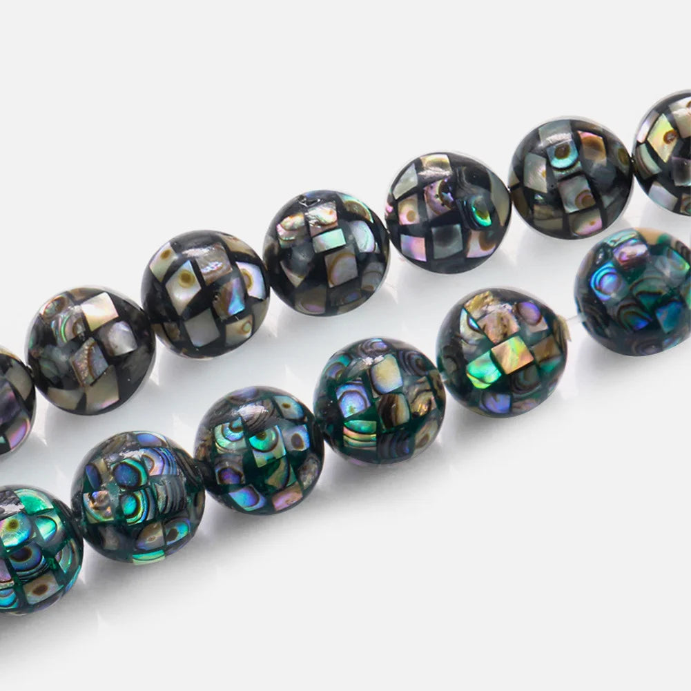 5 stücke Luxus Natürliche Abalone Sea Shell Puzzle Runde Perlen Aurora Paua DIY Handgemachte Neckalce Ohrring Armband Schmuck Finden